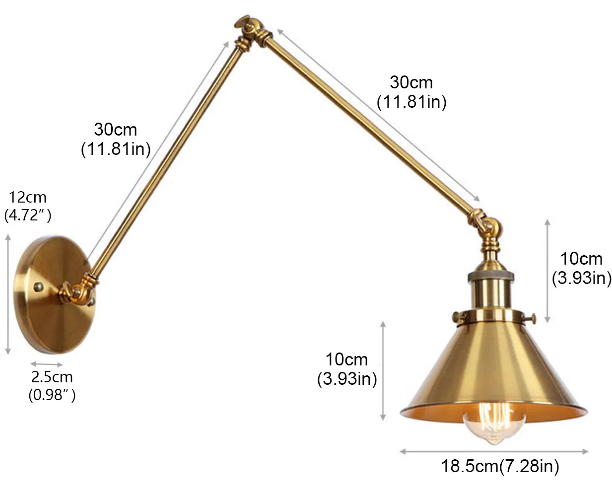 1-Light Adjustable Metal Industrial Swing Arm Wall Sconces