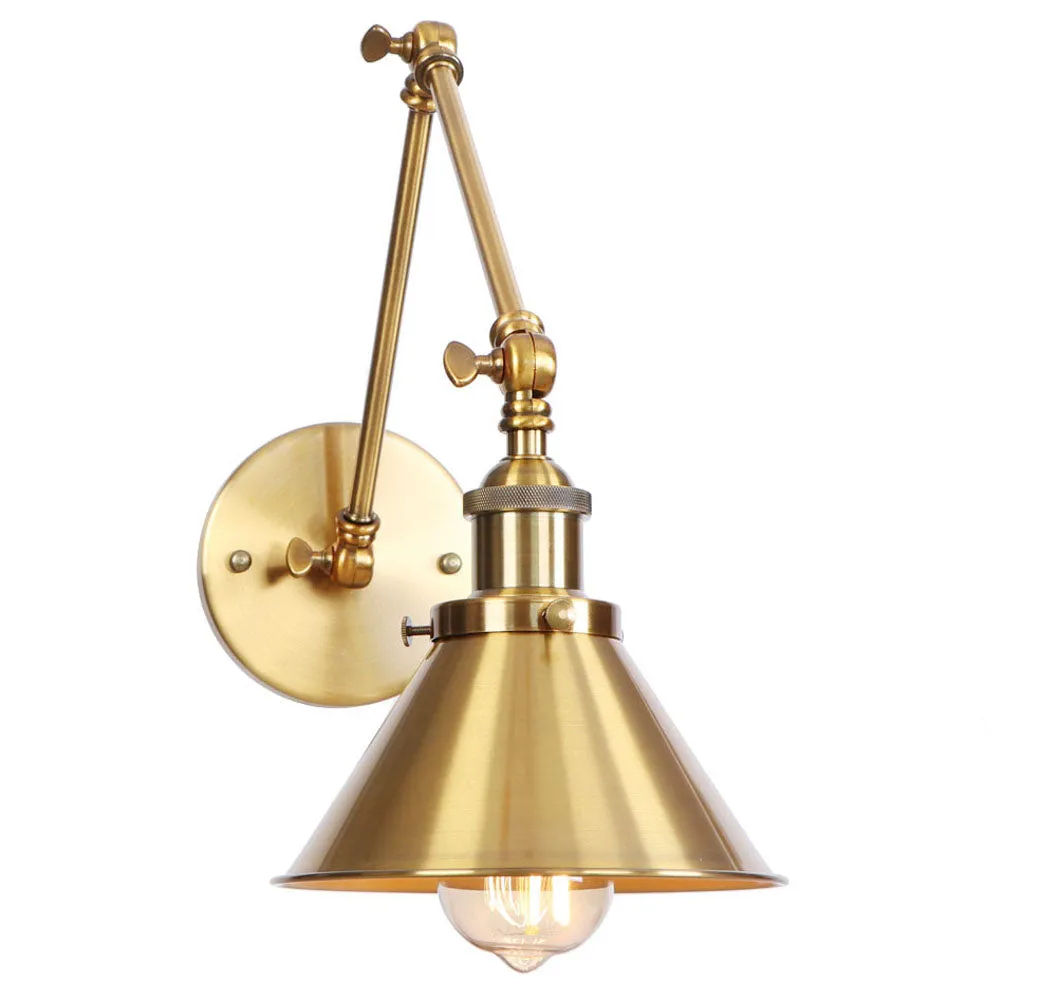 1-Light Adjustable Metal Industrial Swing Arm Wall Sconces