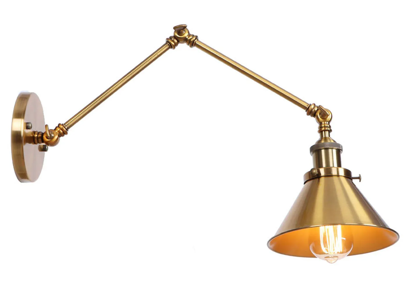 1-Light Adjustable Metal Industrial Swing Arm Wall Sconces