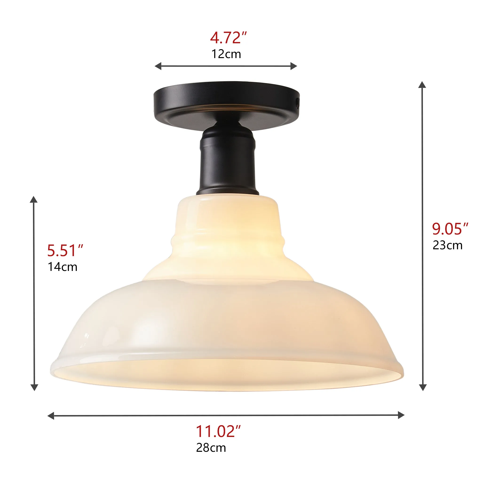 1-Light Glass Classic Design Semi-Flush Mount Lighting
