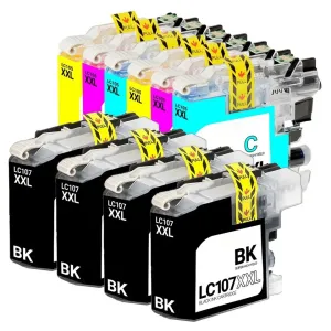 10 Pack Brother LC107 XL & LC105  Combo Pack Compatible Ink Cartridges - 10 Piece (4B, 2C, 2M, 2Y)