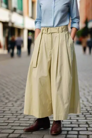 100% Cotton wide leg cropped culotte pants | 3 color