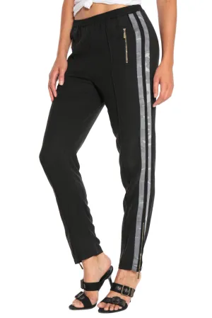 100% Silk relaxed pants with tapes in Caviar