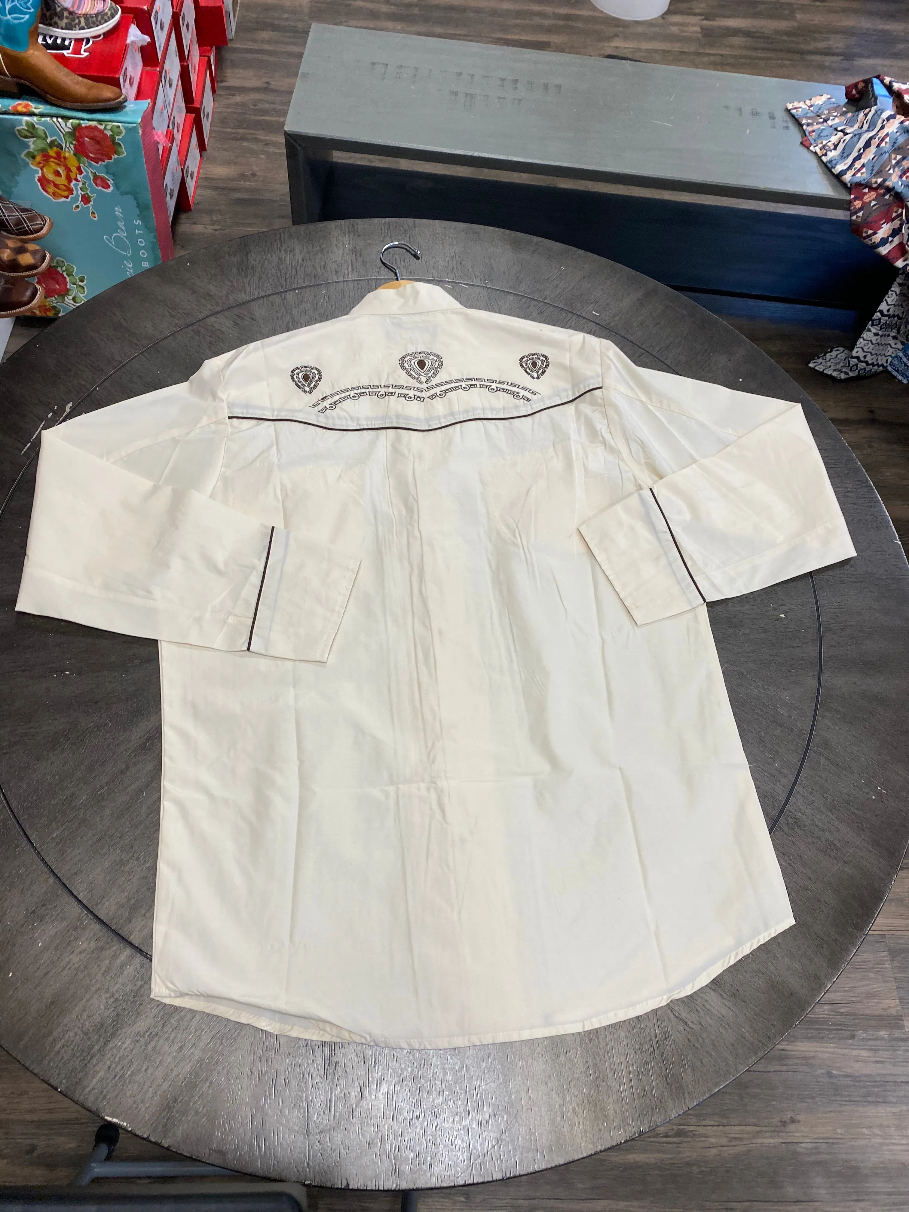 1009 - The American West Men's Embroidered Charro LS Button Shirt - Beige