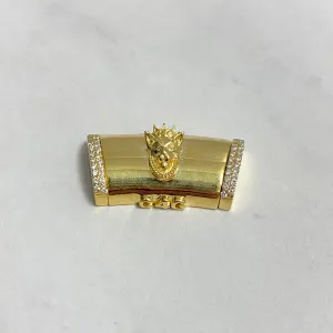 10K Yellow Gold Diamond On The Size Sleek Lock With Panther / 10.3gr / 13mm / 1in