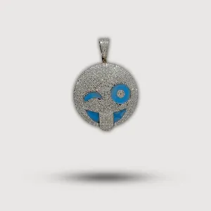 1.1 Ct Happy Face Diamond Pendant in 14k Yellow Gold