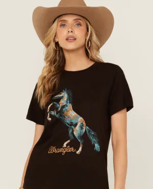 112354358-Wrangler Women's Horse Graphic Tee- Brown