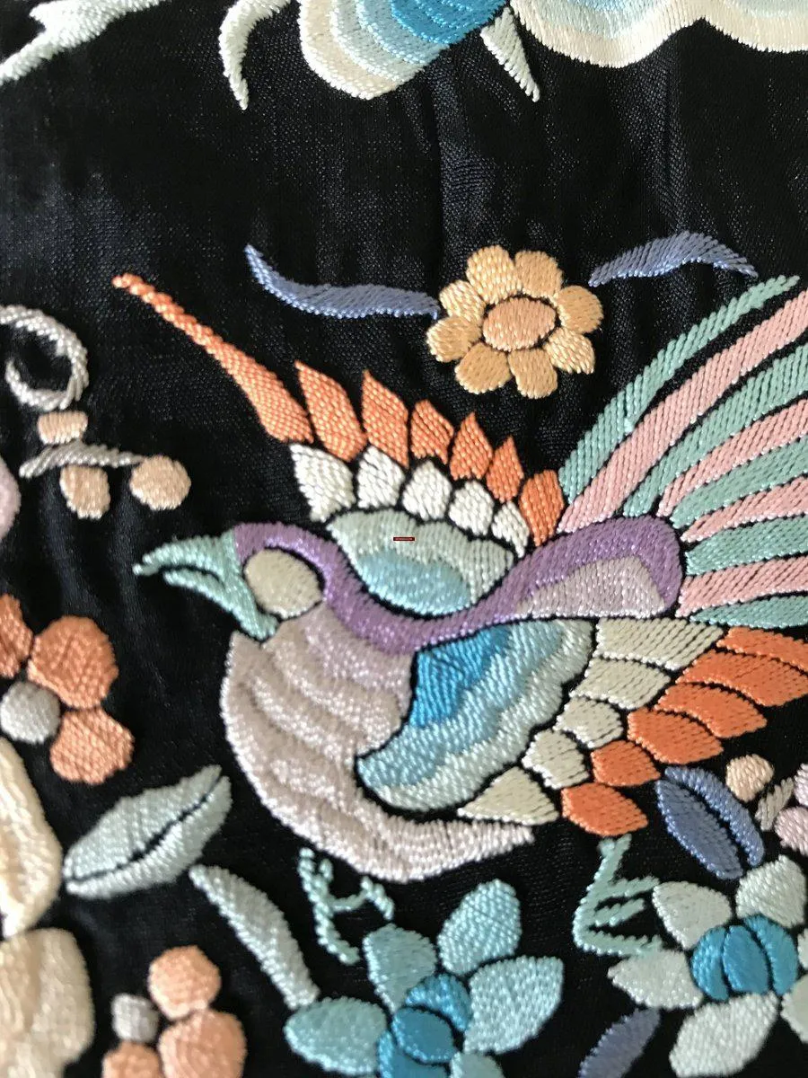 1152 Antique Double Sided Embroidery Manila Manton - Cantonese Embroidery with Peacocks