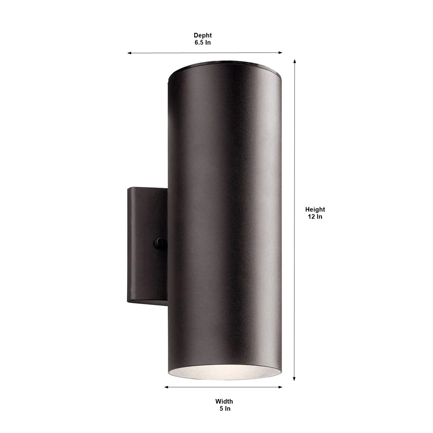 12 Inch Up/Down  LED Cylinder Outdoor Sconce Dimmable 550 Lumens 3000K Bronze Finish