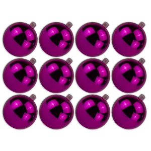 12 Pack 70mm 2.75 Shiny Pink Ornament with Wire and UV Coating