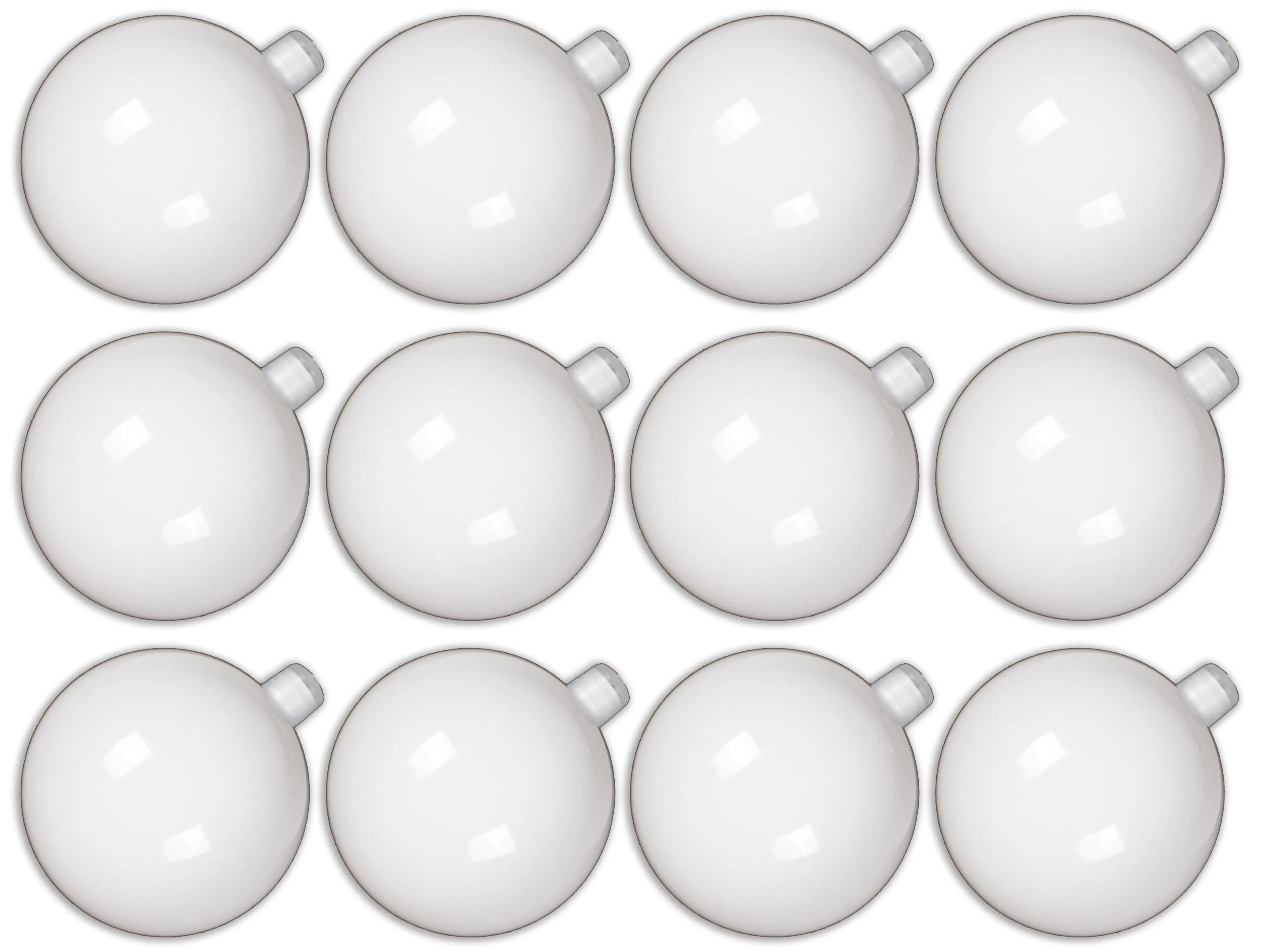 12 Pack 80mm 3" Shiny White Ball Ornament with Wire, UV Coated