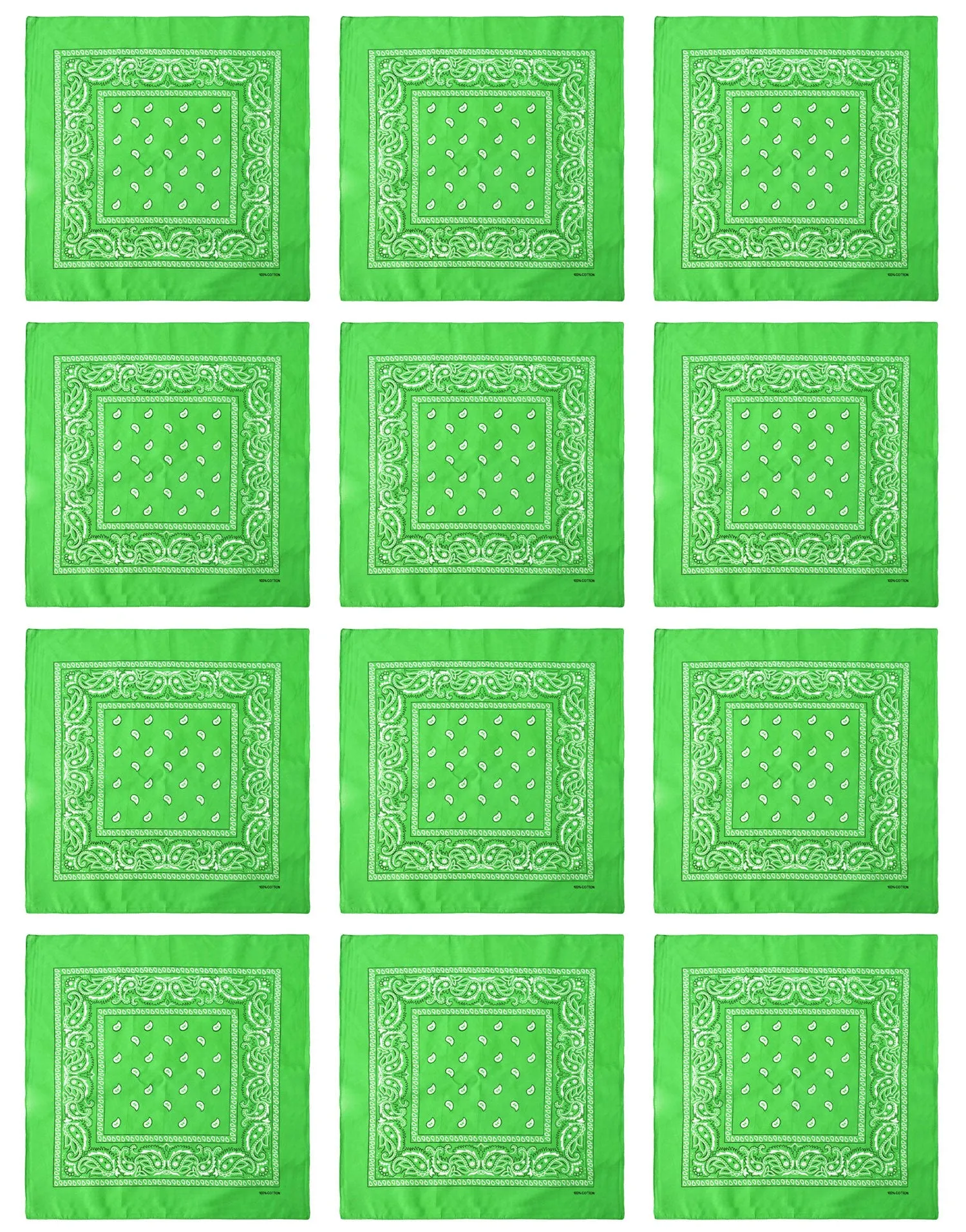 12-Pack Bandana Headband - Light Green