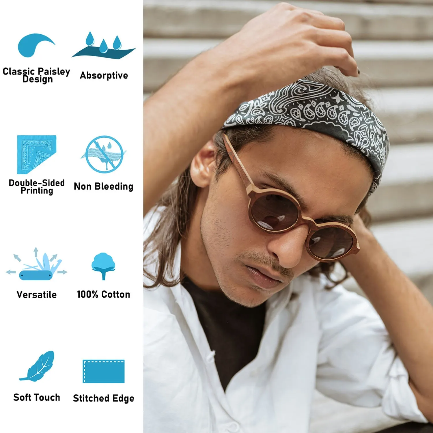12-Pack Bandana Headband - Light Green