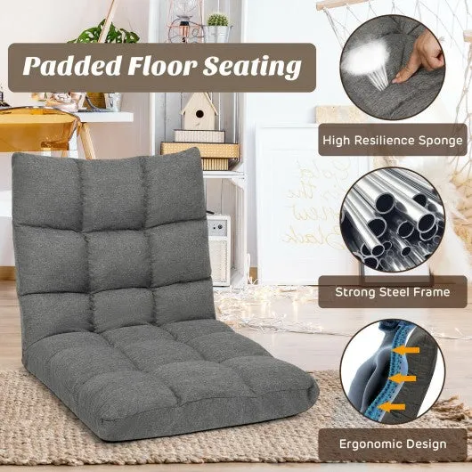 14-Position Adjustable Folding Lazy Gaming Sofa-Gray