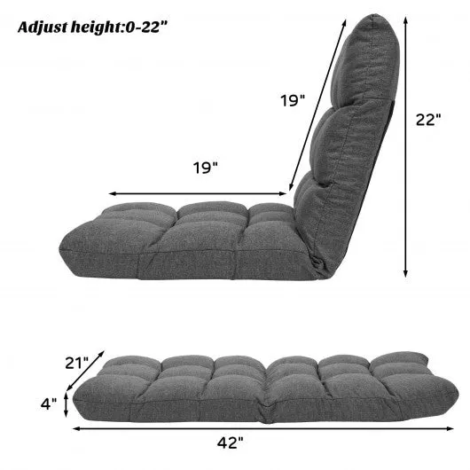 14-Position Adjustable Folding Lazy Gaming Sofa-Gray