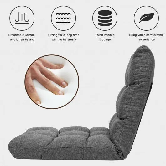14-Position Adjustable Folding Lazy Gaming Sofa-Gray