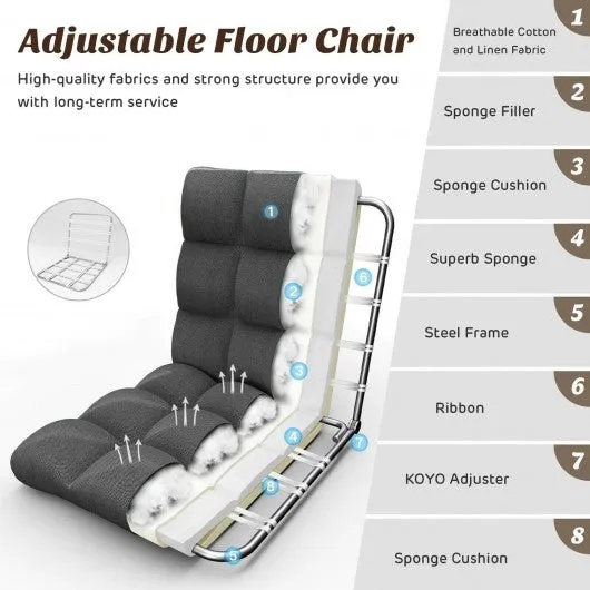 14-Position Adjustable Folding Lazy Gaming Sofa-Gray