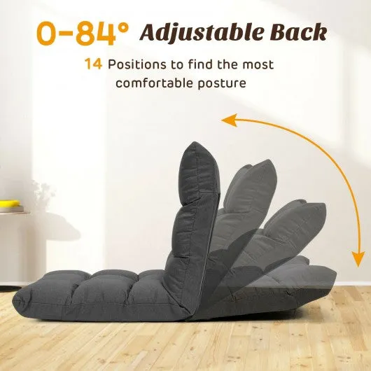 14-Position Adjustable Folding Lazy Gaming Sofa-Gray