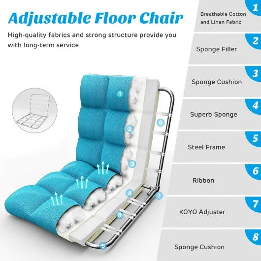 14-Position Adjustable Folding Lazy Gaming Sofa-Light Blue