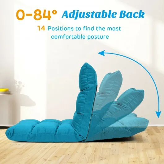 14-Position Adjustable Folding Lazy Gaming Sofa-Light Blue