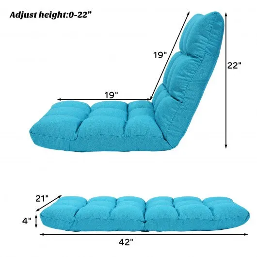 14-Position Adjustable Folding Lazy Gaming Sofa-Light Blue