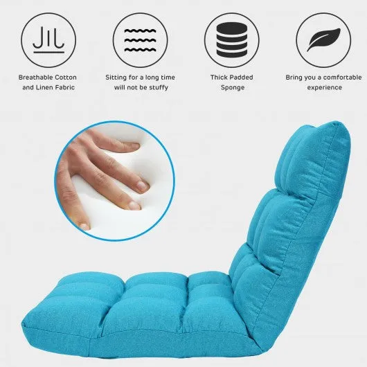 14-Position Adjustable Folding Lazy Gaming Sofa-Light Blue
