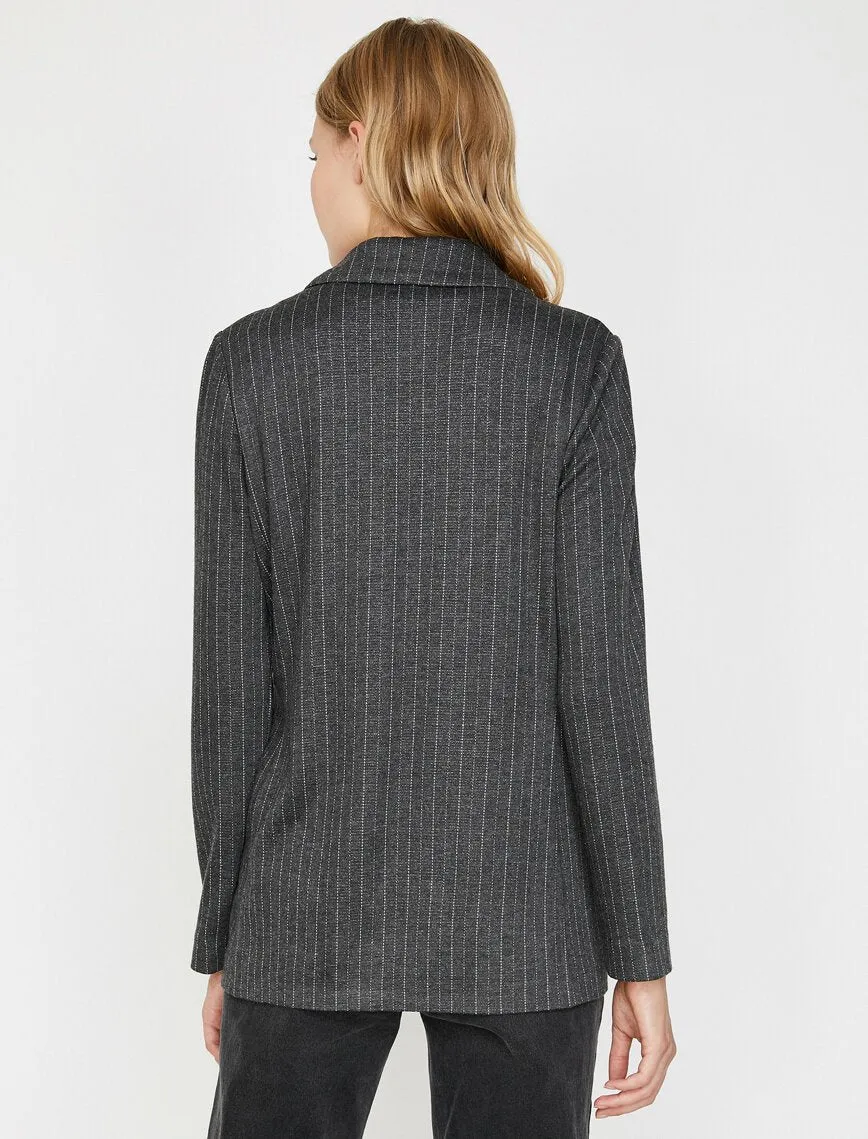 14989 Grey Striped Pocket Jacket