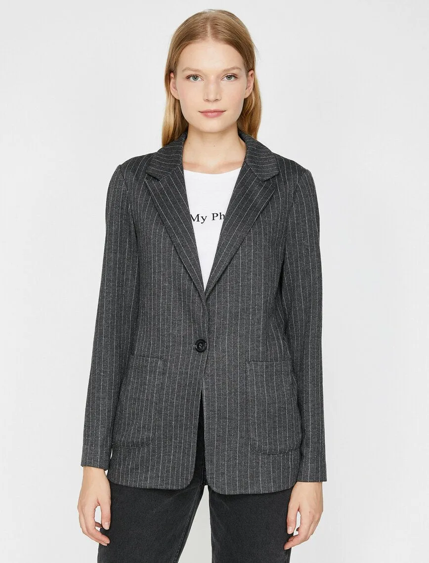 14989 Grey Striped Pocket Jacket