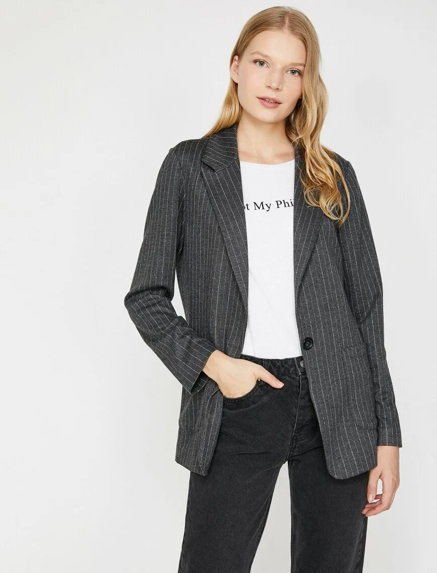 14989 Grey Striped Pocket Jacket