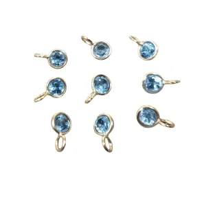 14k Blue Topaz Charm Gold