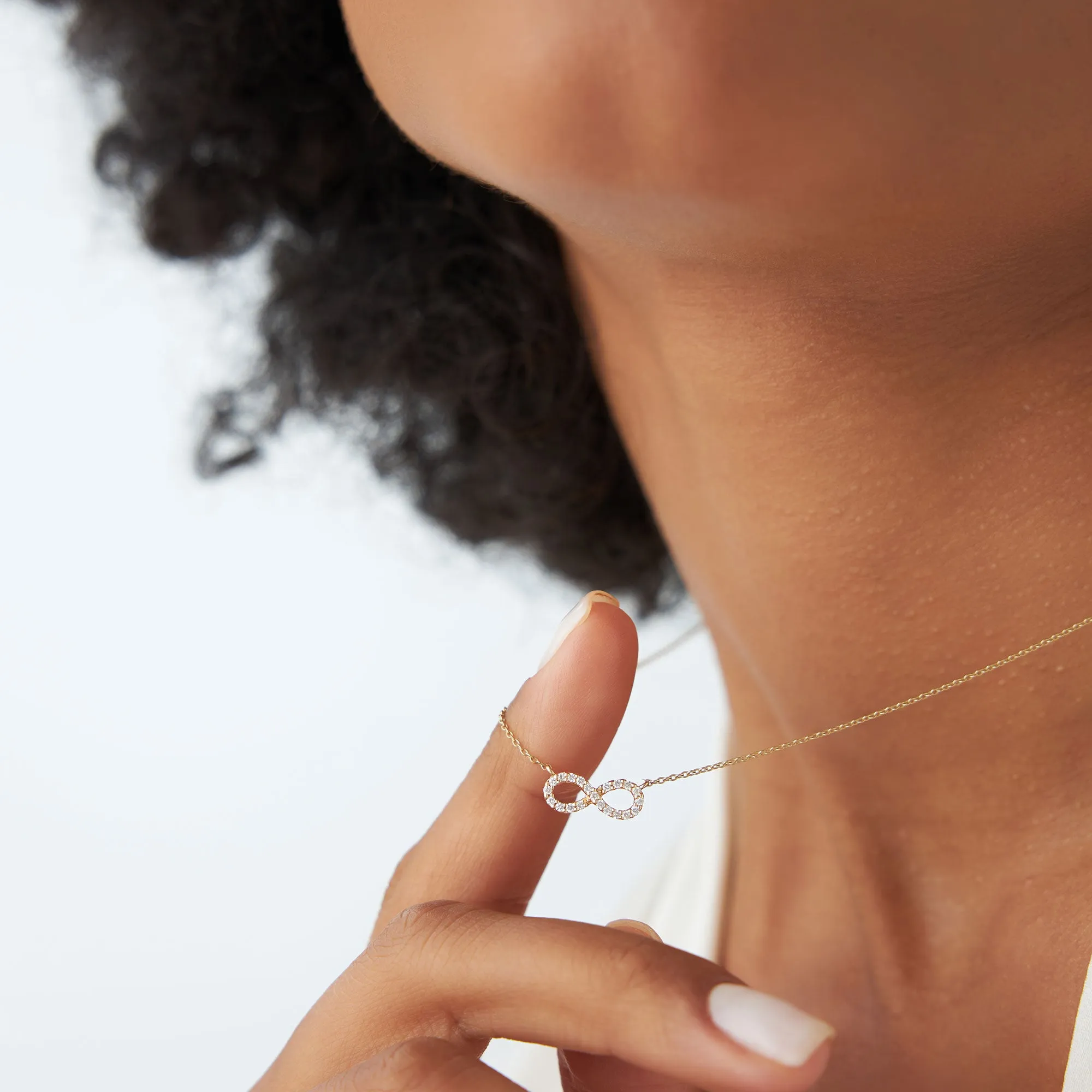 14K Gold Diamond Infinity Necklace
