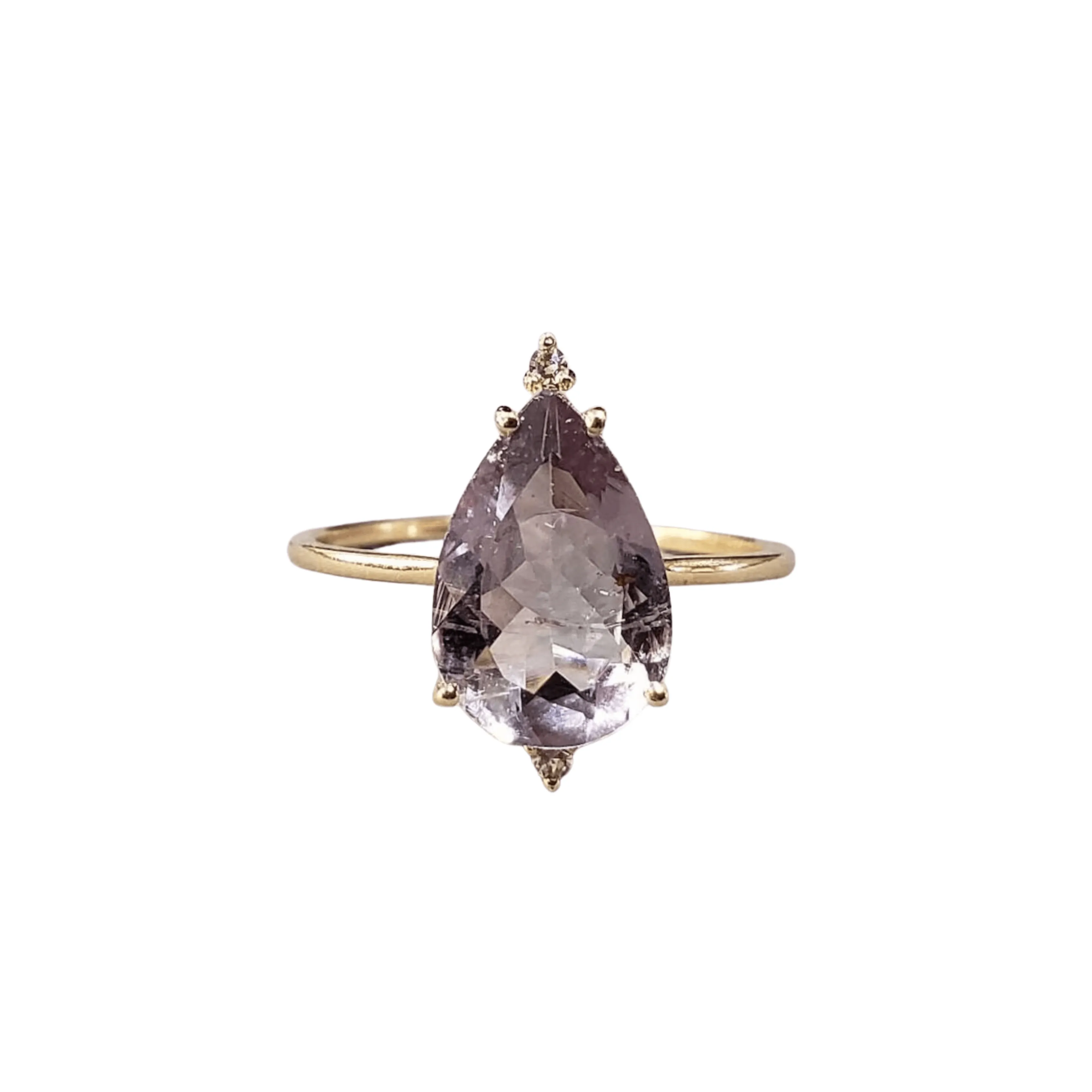 14k Gold Purple Tourmaline & Diamond Ring
