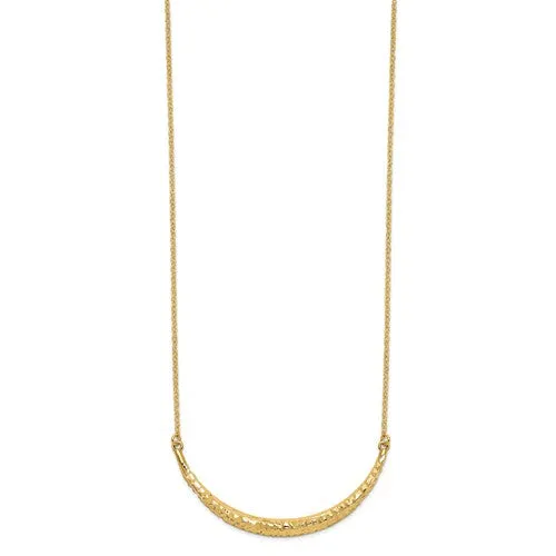 14K Polished Diamond-cut Bar Adjustable Necklace