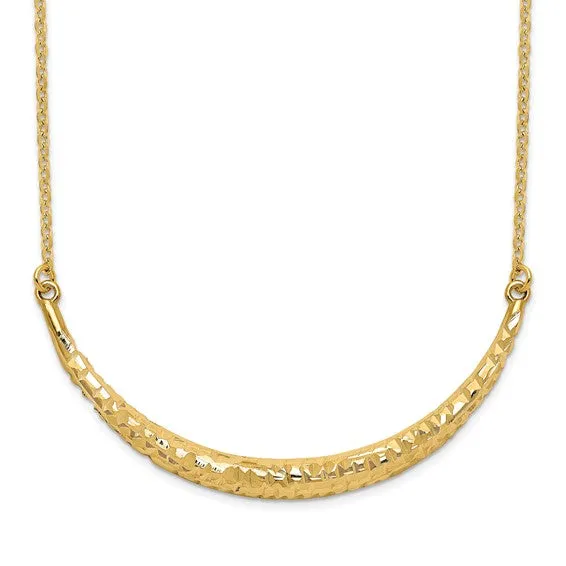 14K Polished Diamond-cut Bar Adjustable Necklace