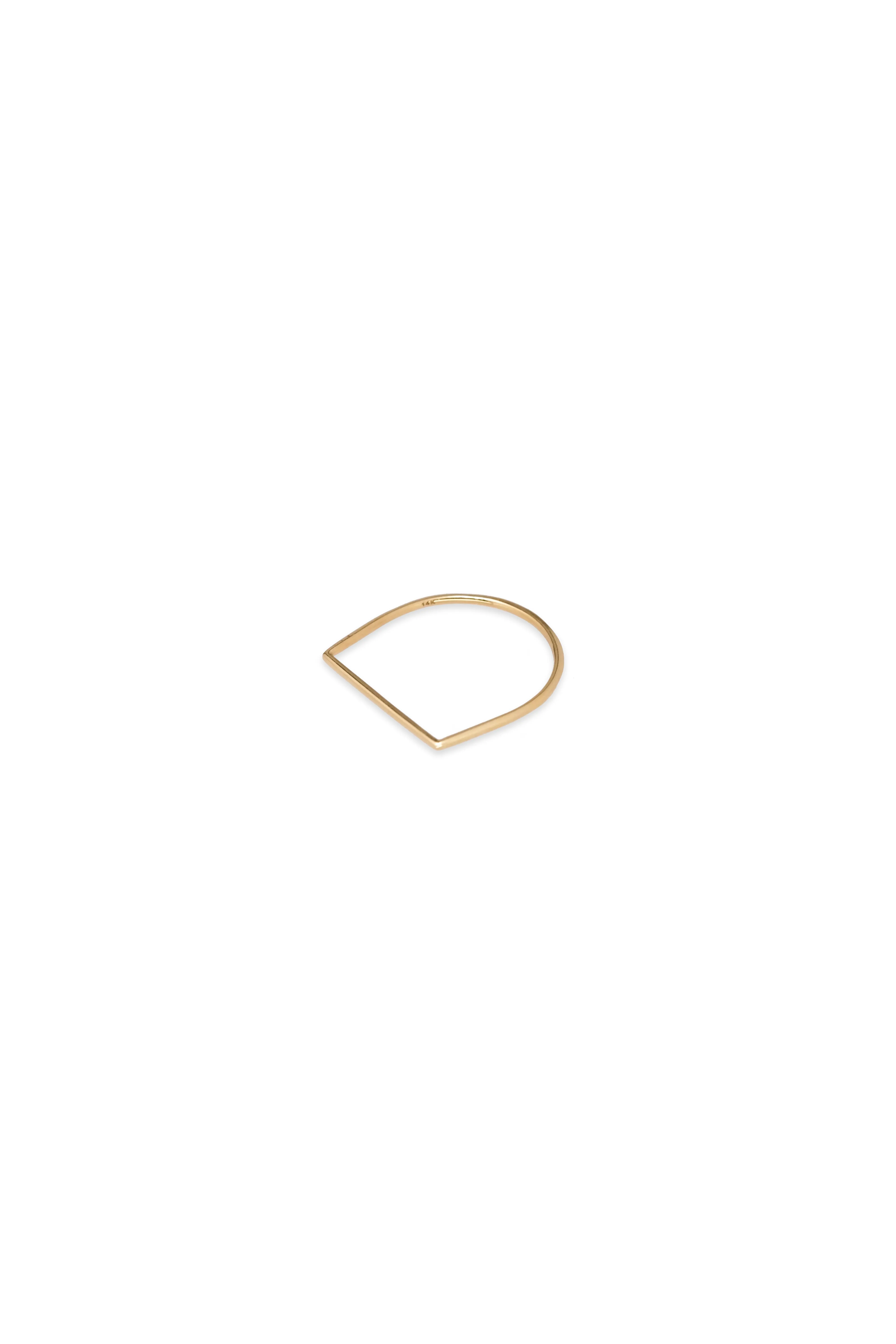 14K Solid Gold Square Bar Stackable Ring