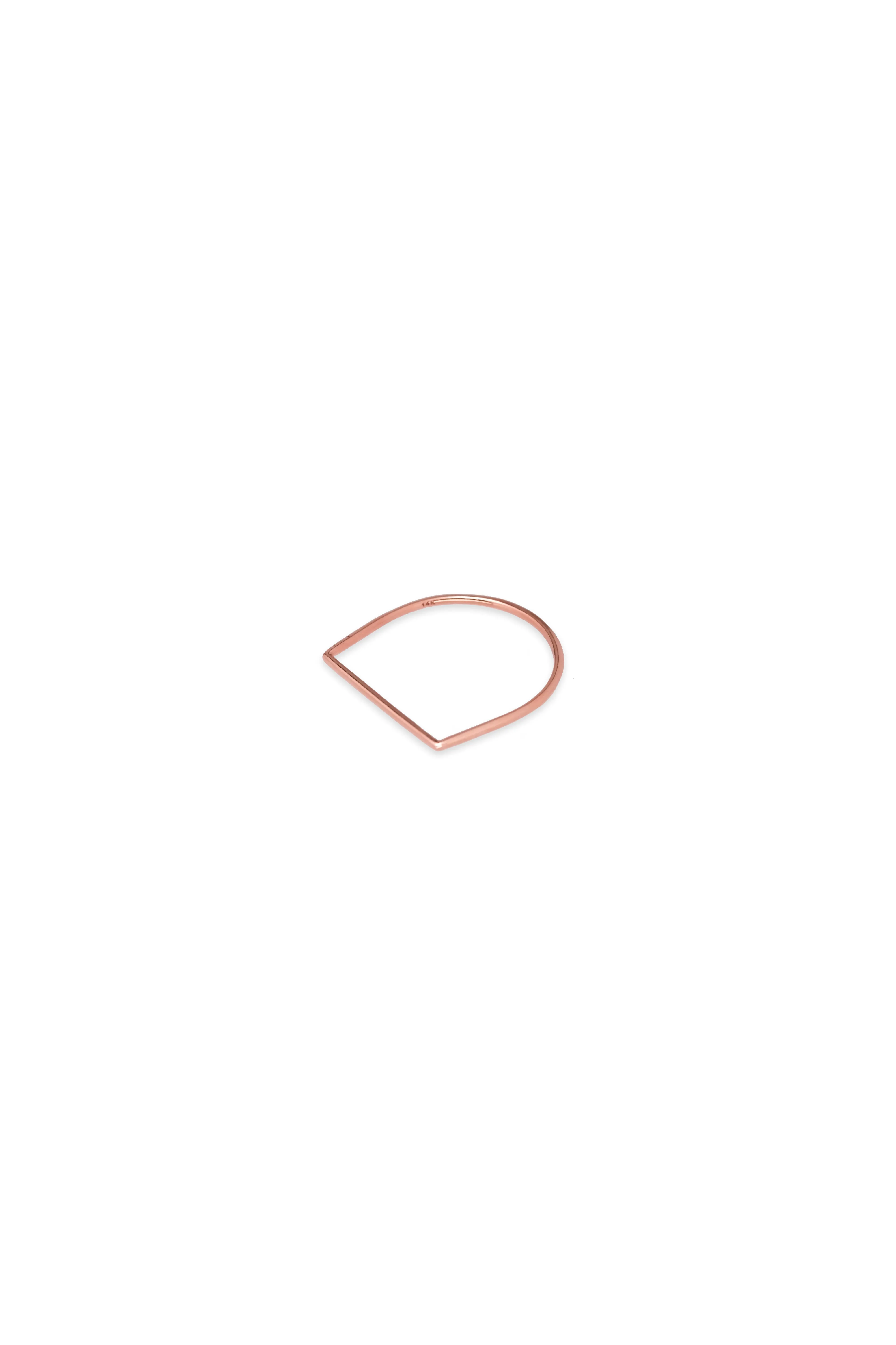 14K Solid Gold Square Bar Stackable Ring