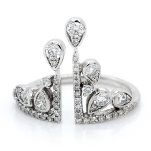 14K White Gold Diamond Crown Ring