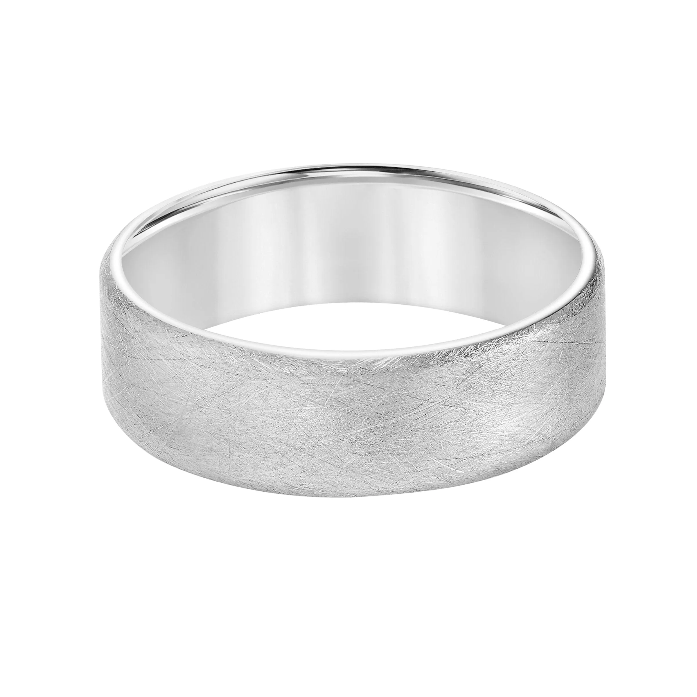 14K White Gold Engraved Wedding Band