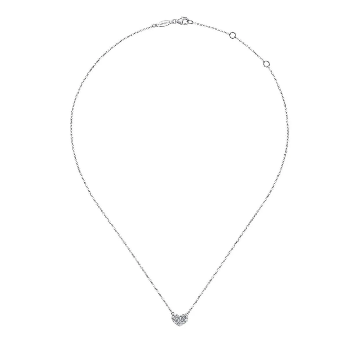 14K White Gold Pavé Diamond Pendant Heart Necklace - NK5450W45JJ