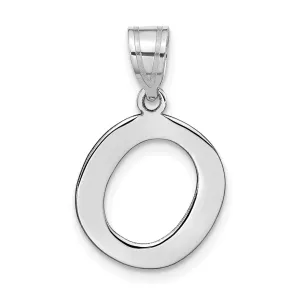 14k White Gold Slanted Design Bubble Letter O Initial Charm Pendant