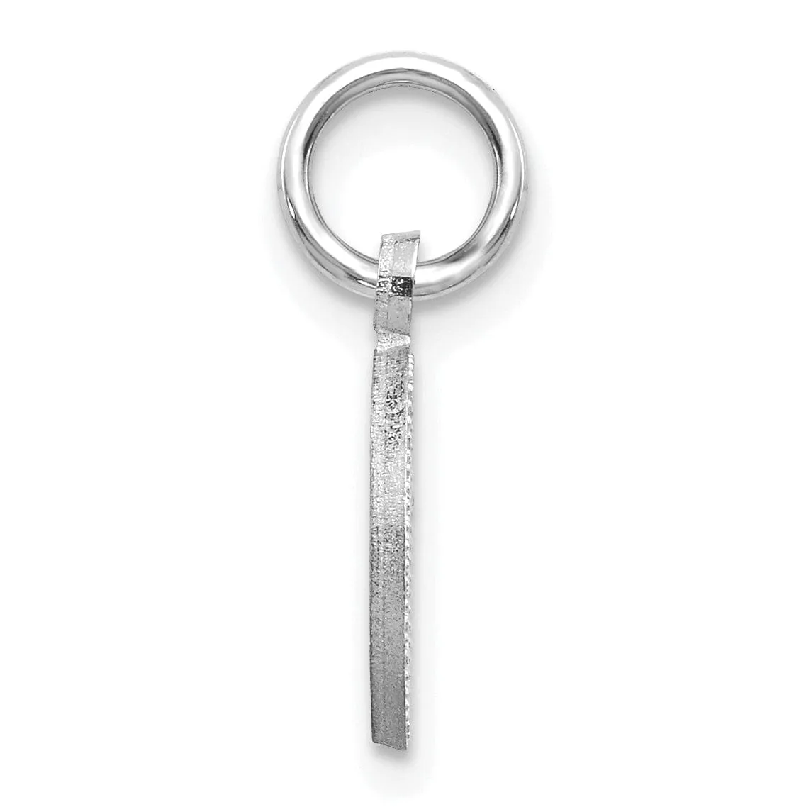 14k White Gold  Small Script Design Letter O Initial Charm Pendant