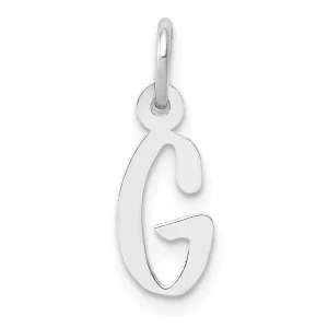 14k White Gold Small Slanted Block Letter G Initial Pendant
