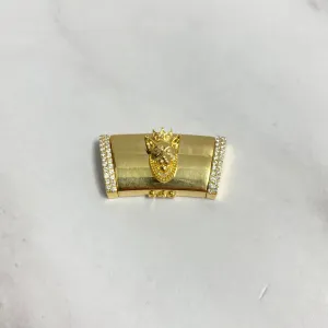 14K Yellow Gold Diamond On The Size Sleek Lock With Panther / 34.4gr / 19mm / 1.5in