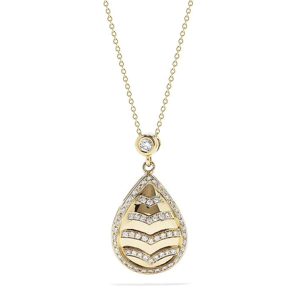 14K Yellow Gold Diamond Teardrop Pendant, 0.38 TCW
