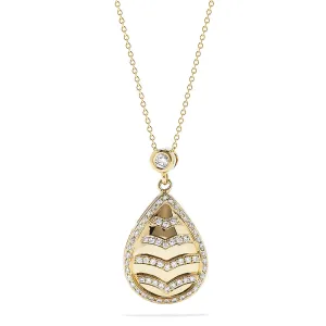14K Yellow Gold Diamond Teardrop Pendant, 0.38 TCW