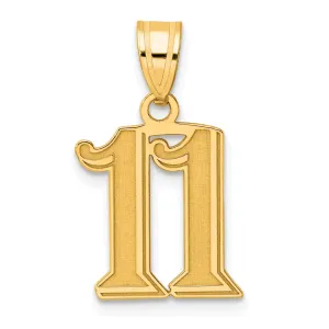 14k Yellow Gold Polished Etched Finish Number 11 Charm Pendant