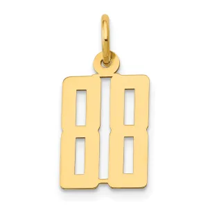 14K Yellow Gold Polished Finish Small Size Elongated Shape Number 88 Charm Pendant
