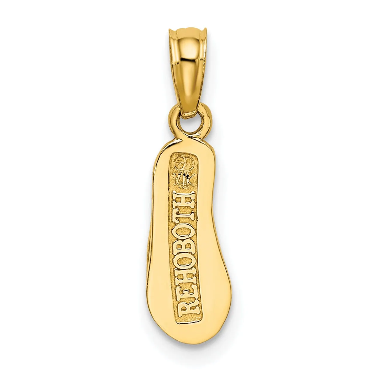 14k Yellow Gold Polished Textured Finish Reversible 3-Dimensional REHOBOTH Single Flip-Flop Sandle Charm Pendant