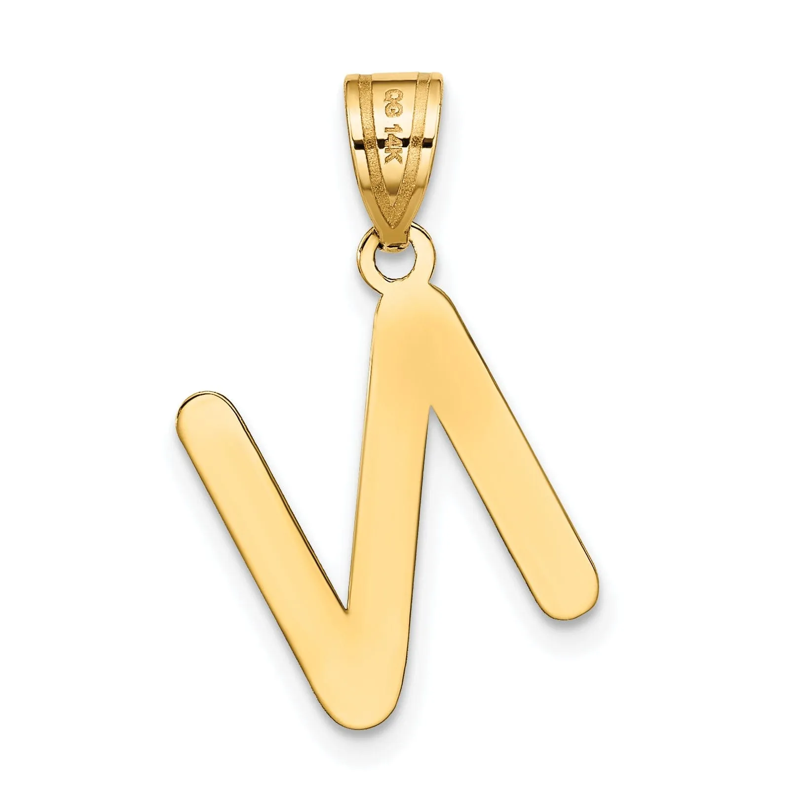 14k Yellow Gold Slanted Design Bubble Letter N Initial Pendant