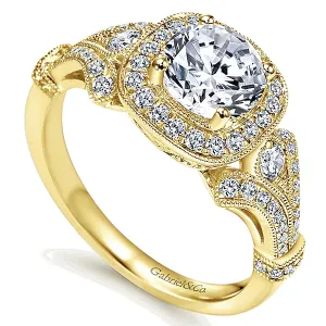 14k Yellow Gold Victorian Diamond Halo Filigree Ring - ER7479Y44JJ